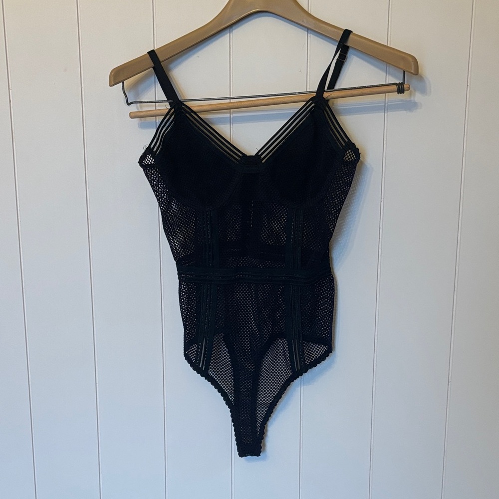 Dainty Hooligan black  mesh thong body suit! XS